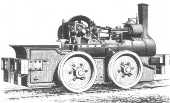 Engraving of an Aveling and Porter tramway locomotive, published in The Engineer on 3 August 1866